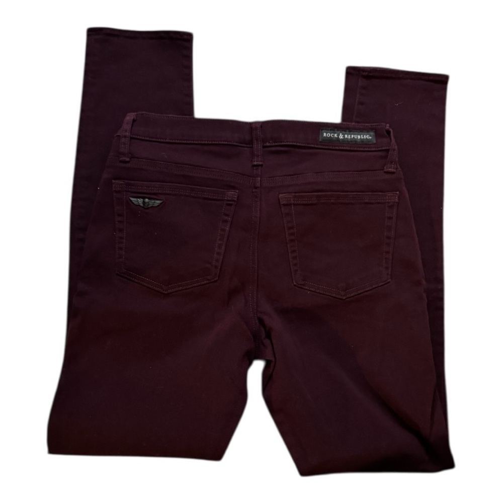 Rock & Republic Women's Skinny Jeans - Dark Burgundy - Picture 3 of 5